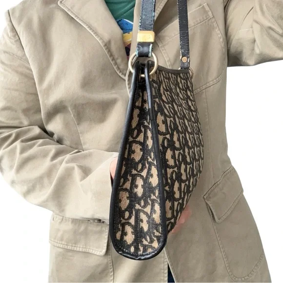 Vintage Christian Dior trotter shoulder bag canvas leather - Picture 4 of 12